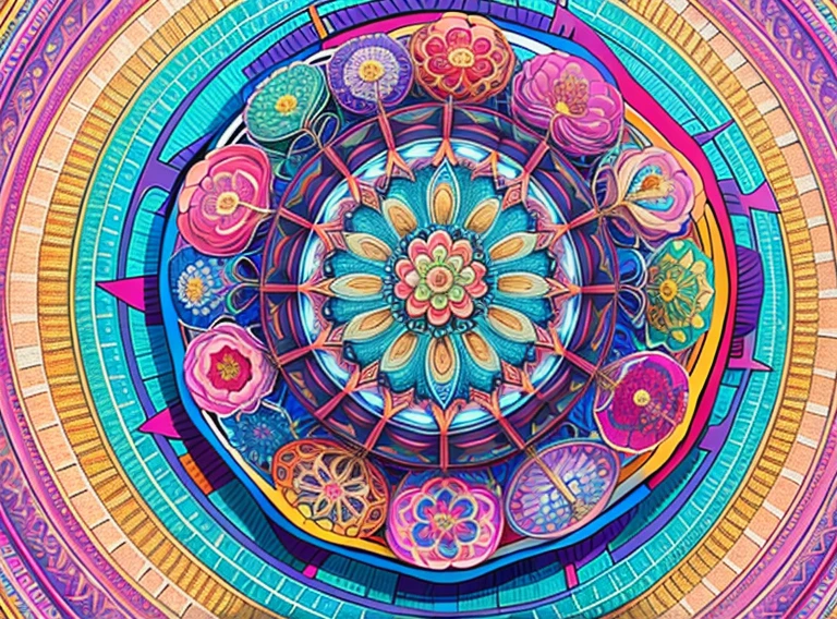 (beautiiful mandala), absurdres, highres, ultra detailed, extremly detailed, (bunch of flowers:1.3), (zentangle:1.2), (geometric:1.2),(pastel colors),