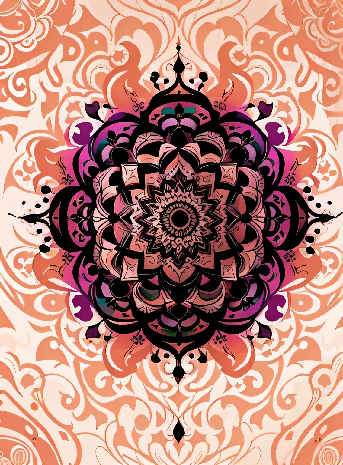papel de parede de mandala abstrata, estilo vetorial, Respingo de tinta, colorida, Intricado