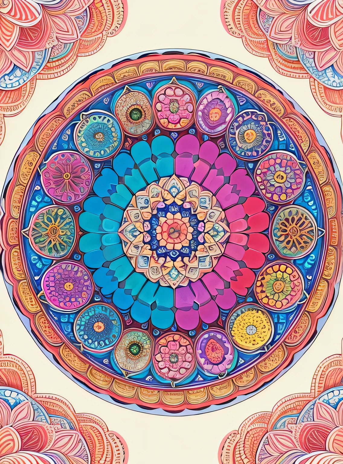 (linda mandala), absurdos, high resolution, ultra detalhado, extremamente detalhado, (ramo de flores:1.3), (Zentangle:1.2), (Geometric:1.2),(Cores pastel),