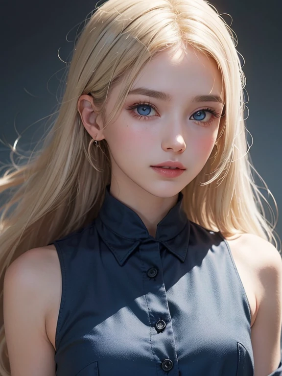 portlate、School Uniforms、bright expression、poneyTail、Young shiny shiny white shiny skin、Best Looks、Platinum blonde hair with dazzling highlights、shiny light hair,、Super long silky straight hair、Beautiful bangs that shine、Double eyelids、eye liner、Crystal clear big blue eyes that shine attractively、a small face、Very beautiful nice cute 16 year old Nordic girl、Lush bust