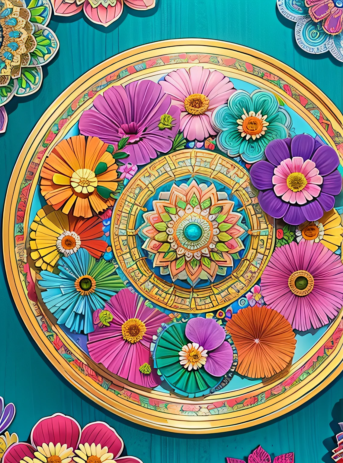 (linda mandala), absurdos, high resolution, ultra detalhado, extremamente detalhado, (ramo de flores:1.3), (Zentangle:1.2), (Geometric:1.2),(Cores pastel),