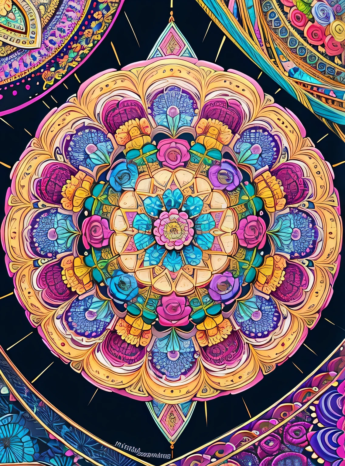(linda mandala), absurdos, high resolution, ultra detalhado, extremamente detalhado, (ramo de flores:1.3), (Zentangle:1.2), (Geometric:1.2),(Cores pastel),