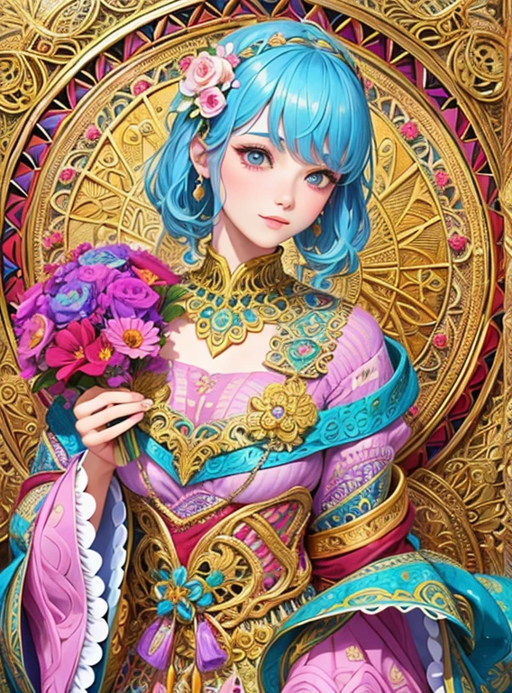 (beautiiful venice mask), absurdres, highres, ultra detailed, extremly detailed, (bunch of flowers:1.3), (zentangle:1.2), (geometric:1.2),(pastel colors),