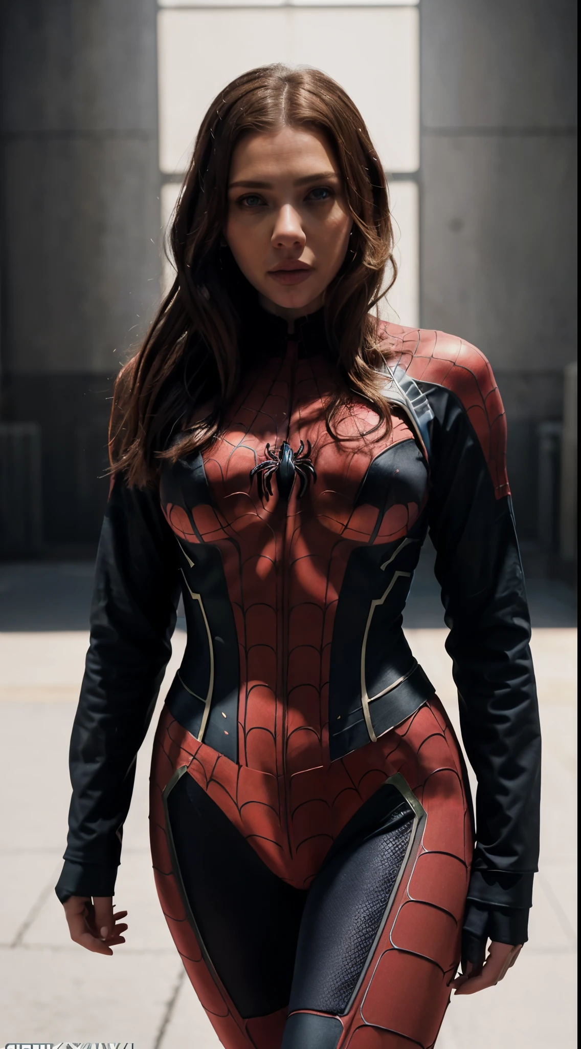 beautiful photo of scarlett johanssen, wearing a spideman costume, A stunning intricate full color photo of (sks woman:1), epic character composition, by ilya kuvshinov, alessio albi, nina masic, sharp focus, natural lighting, subsurface scattering, f2, 35mm, film grain,