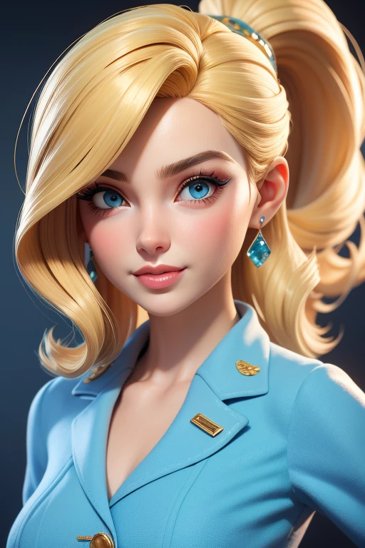 obra-prima, melhor qualidade, trabalho de rending 3d, estilo 3DMM, close-up, retrato, 3D, 1girl, solo, cabelo branco, cabelo longo, colar, sardas, joias, olhando para o lado, realista, parte superior do corpo, fundo simples, franja, olhando para longe, lips parted, olhos Azuis , gargantilha, maquiagem, vestido, super realista, pin up, style of light aquamarine and gold, attractive businesswoman, dirtyblonde hair