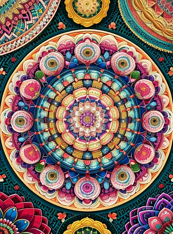 (beautiiful mandala), absurdres, highres, ultra detailed, extremly detailed, (bunch of flowers:1.3), (zentangle:1.2), (geometric:1.2),(pastel colors),