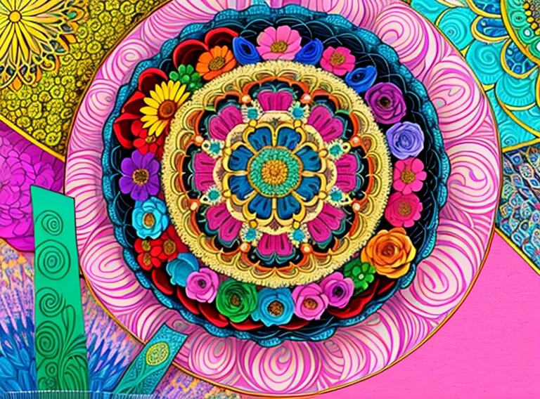 (beautiiful mandala), absurdres, highres, ultra detailed, extremly detailed, (bunch of flowers:1.3), (zentangle:1.2), (geometric:1.2),(pastel colors),