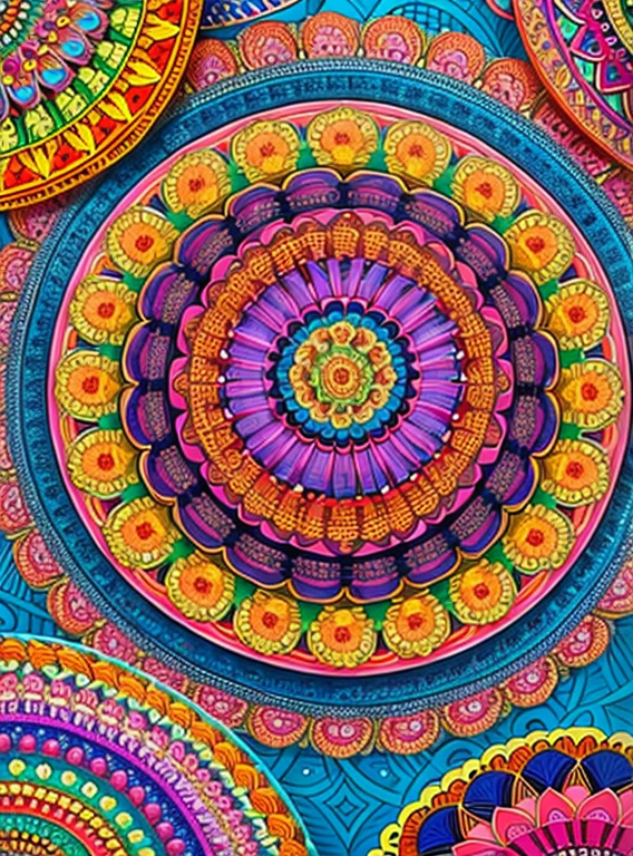 (beautiiful mandala), absurdres, highres, ultra detailed, extremly detailed, (bunch of flowers:1.3), (zentangle:1.2), (geometric:1.2),(vibrant colors),