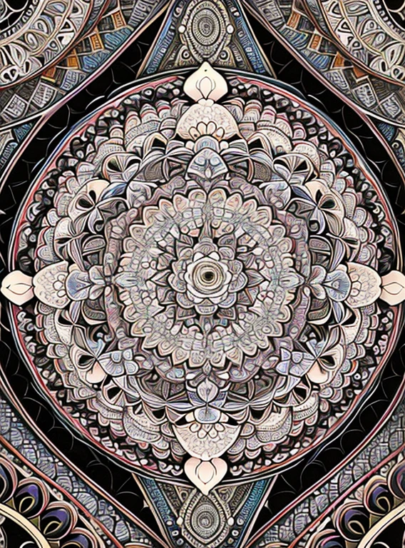 (beautiiful mandala), absurdres, highres, ultra detailed, extremly detailed, (bunch of flowers:1.3), (zentangle:1.2), (geometric:1.2),(black and white),