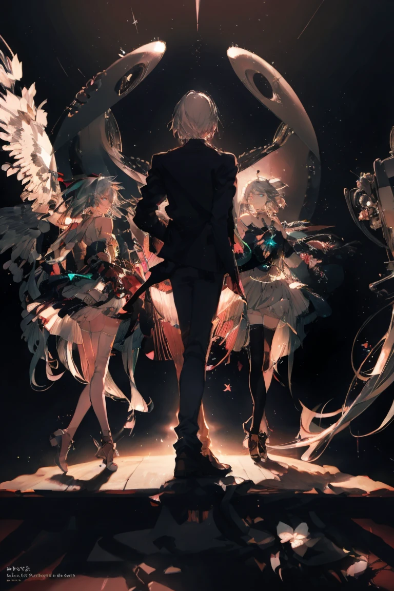 (Masterpiece:1.2, high quality), (pixiv:1.4), 1 man with short white hair. tall handsome man, Volumetric Lighting,backlight, night,