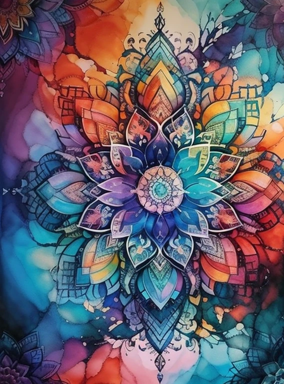 beautiful mandala, sunrise, Alcohol ink and impasto mix painting,  explosion, 
yang08k,  beautiful,  colorful,
masterpieces, top quality, best quality, official art, beautiful and aesthetic,