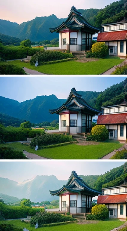 Realistic Japanese shrines that look like photos,Image of building only,Landscape only