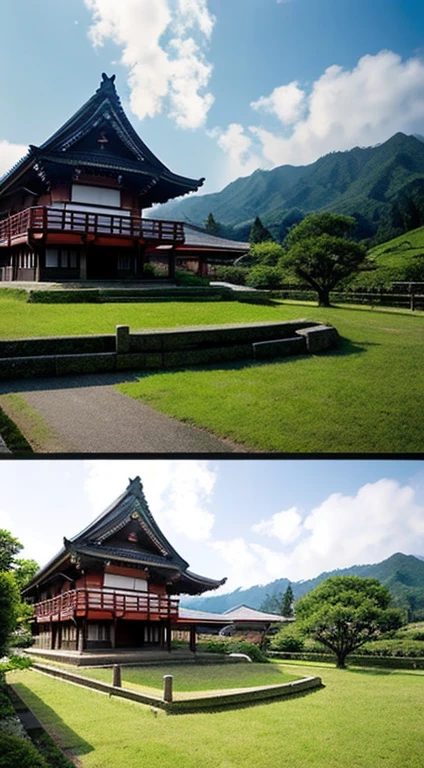 Realistic Japanese shrines that look like photos,Image of building only,Landscape only