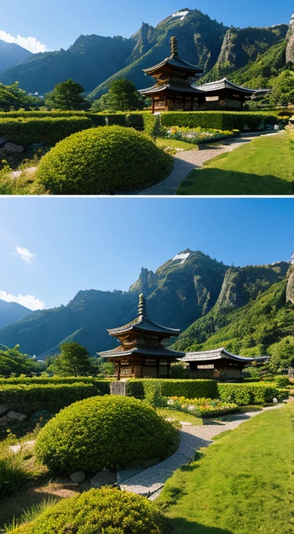 Realistic Japanese temples that look like photos,Image of building only,Landscape only,built deep in the mountains