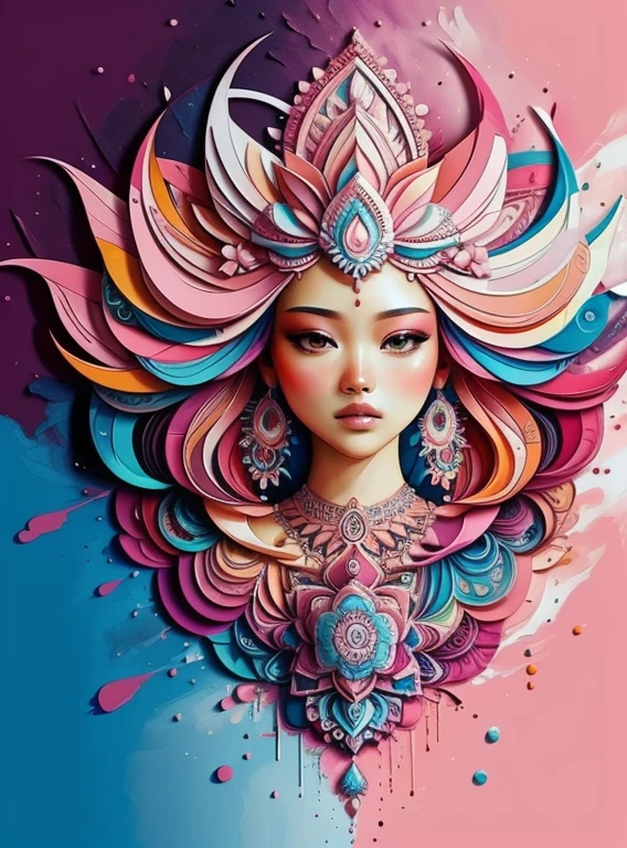 beautiful mandala, pink sky, pop art style and impasto mix painting,  explosion, 
yang08k,  beautiful,  colorful,
masterpieces, top quality, best quality, official art, beautiful and aesthetic,