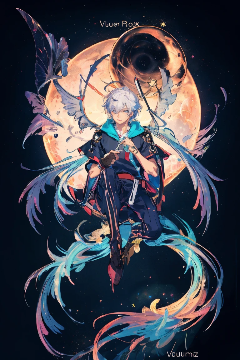 (Masterpiece:1.2, high quality), (pixiv:1.4), 1 man with short white hair. tall handsome man, Volumetric Lighting,backlight, night,