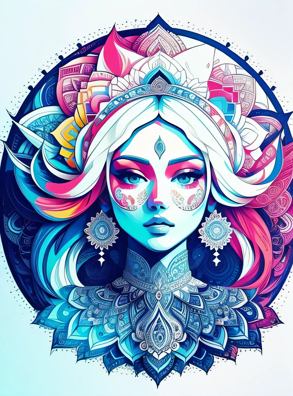 Lindo mandala, white sky, estilo de arte pop, Yang08k,  Lindo,  colorida,
obras-primas, maximum quality, melhor qualidade, arte oficial, Lindo and aesthetic,