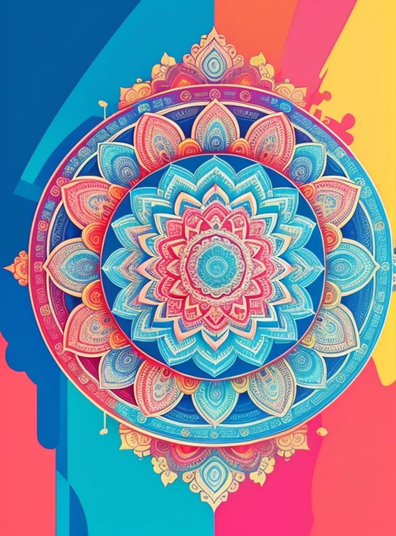 beautiful mandala, blue sky, pop art style, yang08k,  beautiful,  colorful,
masterpieces, top quality, best quality, official art, beautiful and aesthetic,