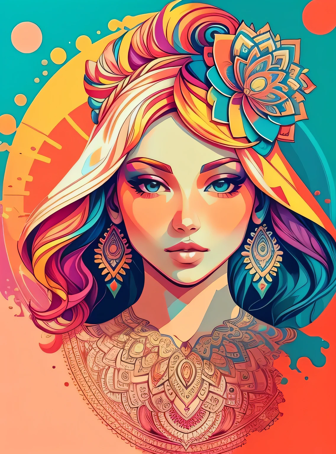 Lindo mandala, Nascer do sol, estilo de arte pop, Yang08k,  Lindo,  colorida,
obras-primas, maximum quality, melhor qualidade, arte oficial, Lindo and aesthetic,