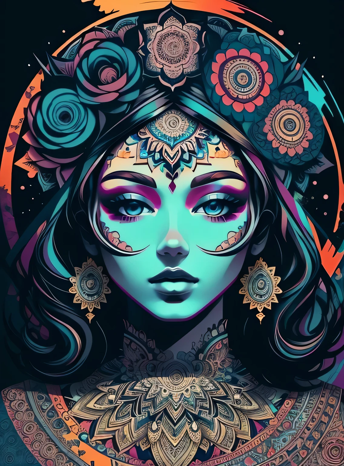 Lindo mandala, black sky, estilo de arte pop, Yang08k, Lindo, colorida,
obras-primas, maximum quality, melhor qualidade, arte oficial, Lindo and aesthetic,