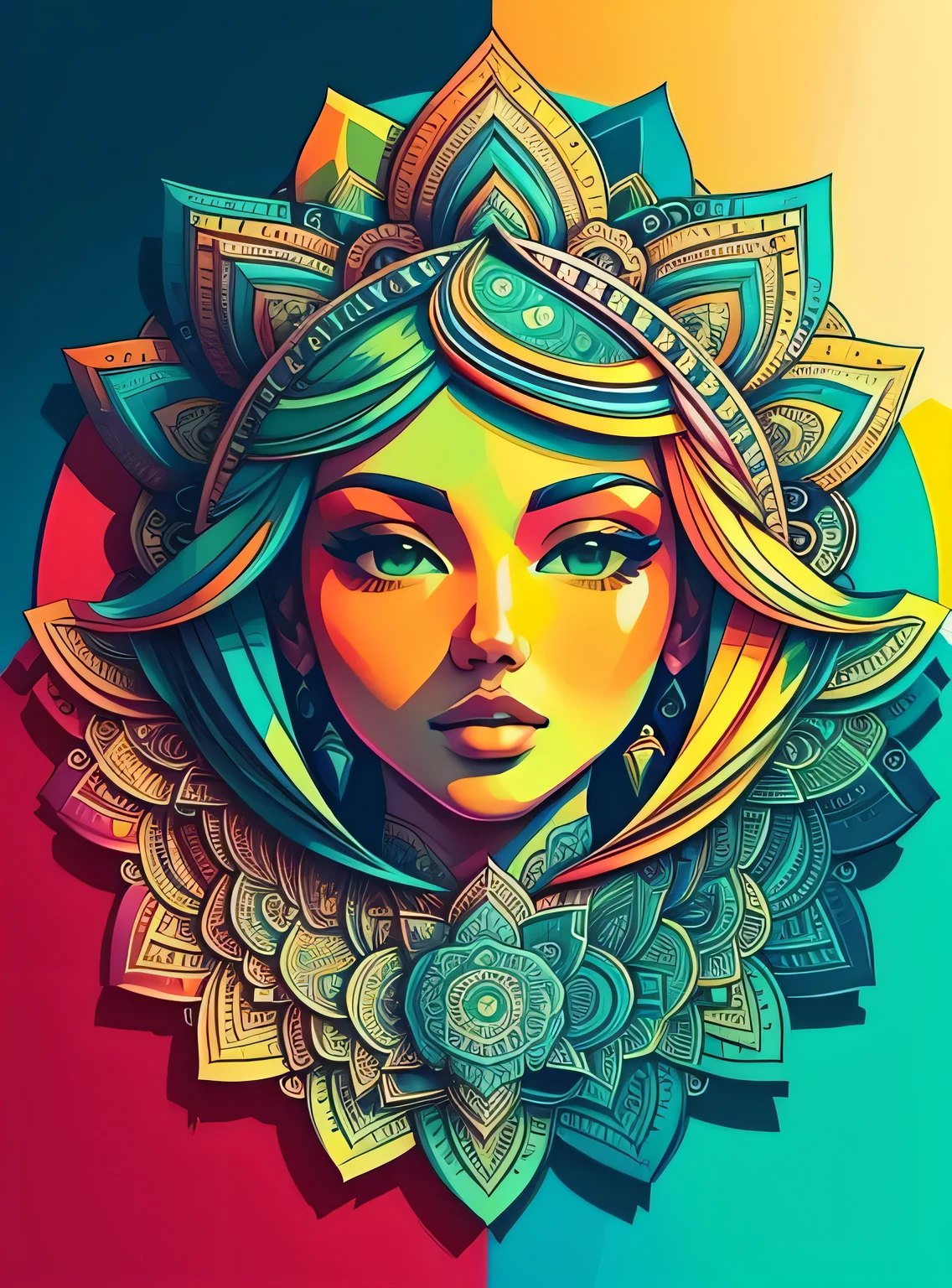 Lindo mandala, green sky, estilo de arte pop, Yang08k,  Lindo,  colorida,
obras-primas, maximum quality, melhor qualidade, arte oficial, Lindo and aesthetic,