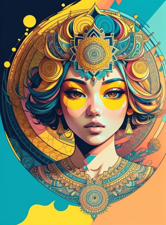 beautiful mandala, yellow sky, pop art style, yang08k, beautiful, colorful,
masterpieces, top quality, best quality, official art, beautiful and aesthetic,