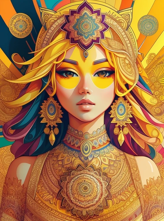 beautiful mandala, yellow sky, pop art style, yang08k, beautiful, colorful,
masterpieces, top quality, best quality, official art, beautiful and aesthetic,