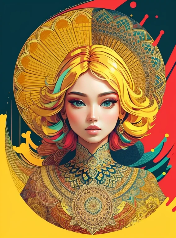 beautiful mandala, yellow sky, pop art style, yang08k,  beautiful,  colorful,
masterpieces, top quality, best quality, official art, beautiful and aesthetic,