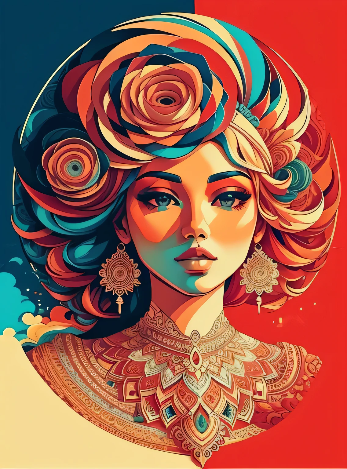 Lindo mandala, Red Sky, estilo de arte pop, Yang08k,  Lindo,  colorida,
obras-primas, maximum quality, melhor qualidade, arte oficial, Lindo and aesthetic,