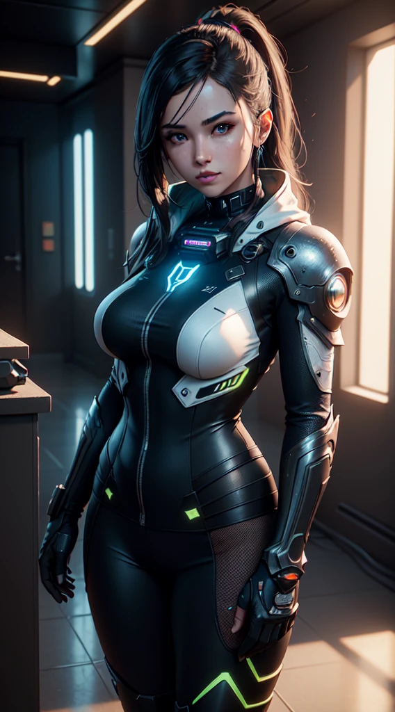 ((Best quality)), ((masterpiece)), (detailed:1.4), 3D, an image of a beautiful cyberpunk female,HDR (High Dynamic Range),Ray Tracing,NVIDIA RTX,Super-Resolution,Unreal 5,Subsurface scattering,PBR Texturing,Post-processing,Anisotropic Filtering,Depth-of-field,Maximum clarity and sharpness,Multi-layered textures,Albedo and Specular maps,Surface shading,Accurate simulation of light-material interaction,Perfect proportions,Octane Render,Two-tone lighting,Wide aperture,Low ISO,White balance,Rule of thirds,8K RAW,
