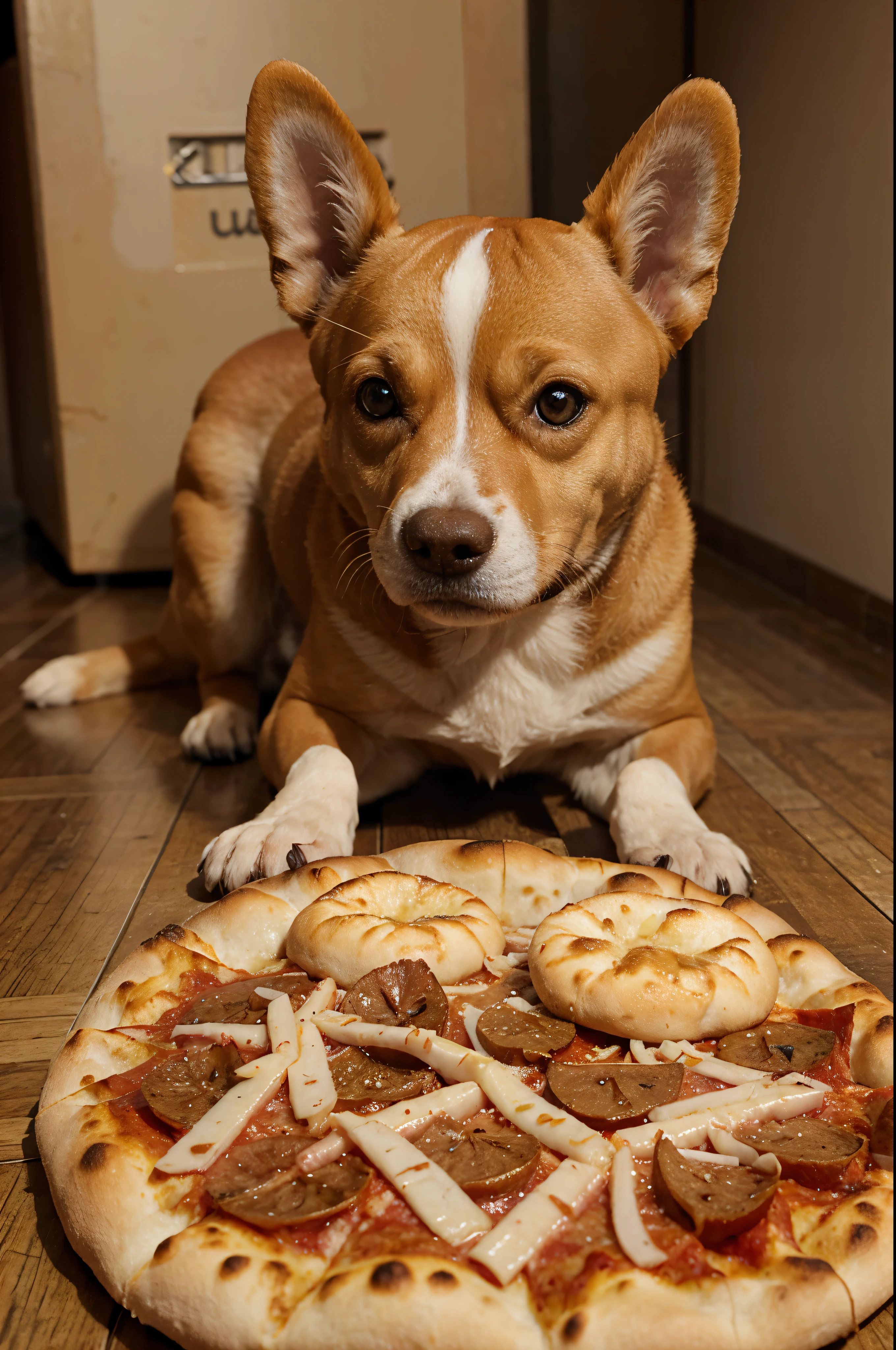 uma pizza, cachorro sorrindo, kwaii,