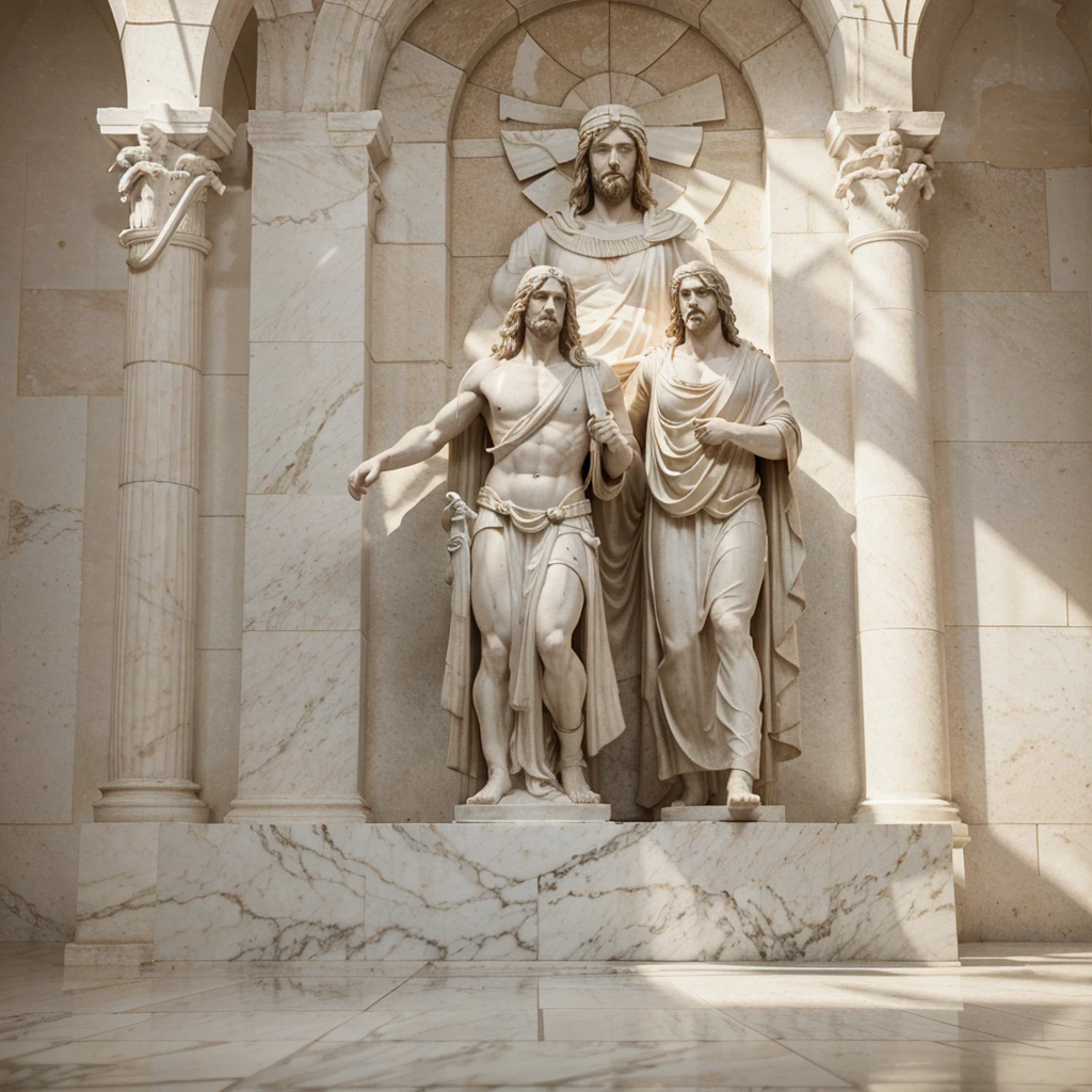 realistic full body greek white marble statue of jesus wearing ghost toga, neutral background, moody, , photorealistic, cinematic scene, super detailed, hyper realistic, bright lights, 8k
