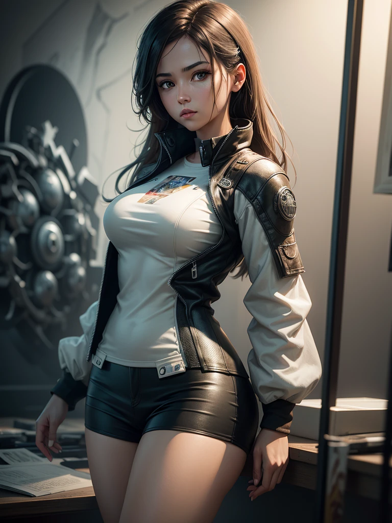 (ultra realistic,32k,RAW photo:1.1),(high detailed skin:1.1), 8k uhd, dslr, high quality, film grain, (makeup, mascara:1.1), lips,(thick\lips\),
(shiny glossy translucent clothing:1.1), <lora:KitazawaShiho:0.7>KitazawaShiho, KitazawaCasual, striped shirt, black skirt, <lora:add_detail:0.79>, huge breast, (upper body:1.2),
Kneeling with one arm resting on the knee,
(busty:1.1) , (chubby:0.1),(holographic:1.2),<lora:LowRA:0.4>, dark theme, astral citadel, ethereal fortress, guardian spirits, protecting cosmic balance