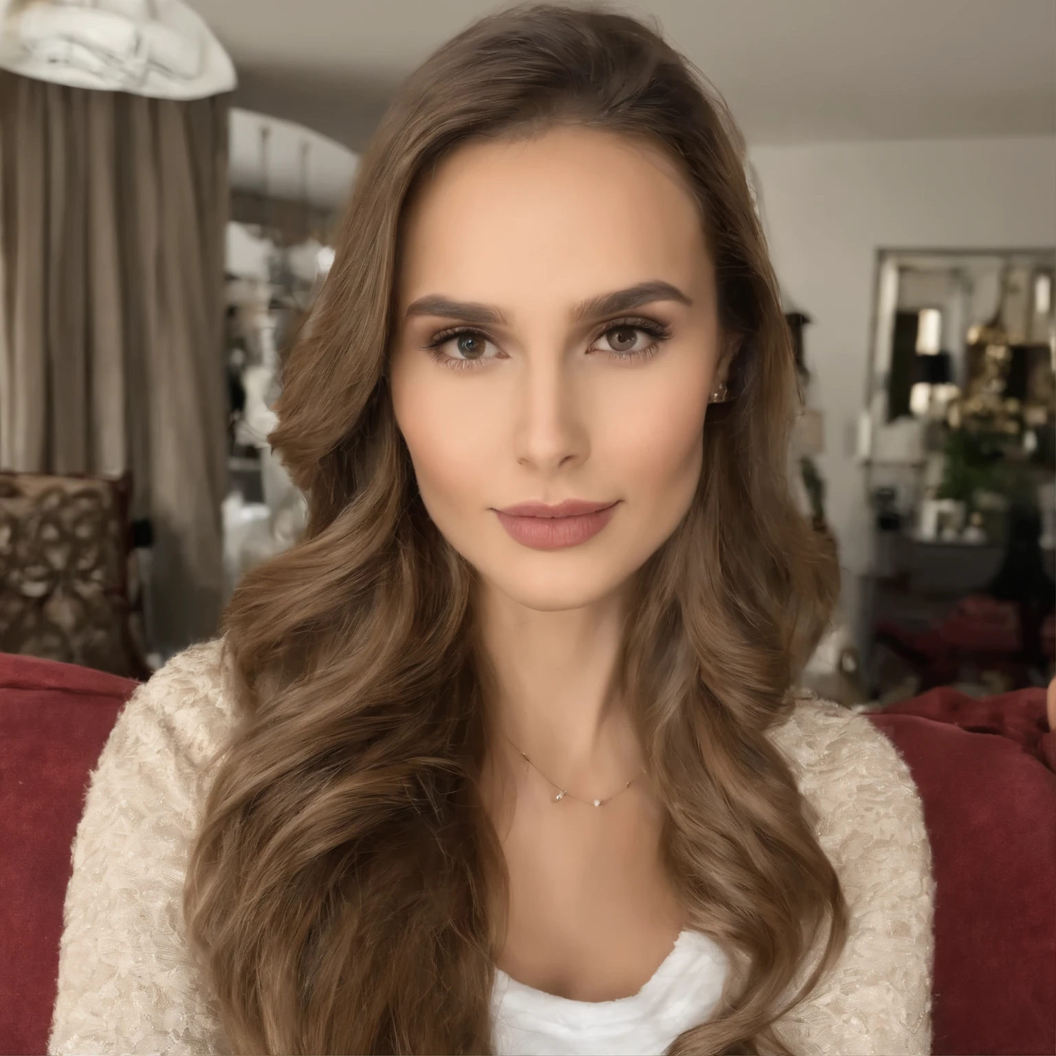 best quality, retrato de corpo inteiro, rosto delicado, beautiful face, olhos grandes: 1.1, Asian makeup, Mulher de 19 anos, corpo magro, Busto pequeno, Uniforme OL, Uniforme Feminino de Colarinho Branco, office uniform, Meias pretas, cena ao ar livre, Standing, cabelos longos, Jovem Natalie Portman, Natali Portman, millie bobby Brown, cabelos castanhos e olhos grandes,There is a woman with long hair, Mulher francesa de 19 anos, maquiagem delicada, Anastasia Ovchinnikova, selfie de uma jovem mulher, Ekaterina, franja de cortina, cabelo castanho claro com franja, fernanda suarez, cabelos castanhos e franja