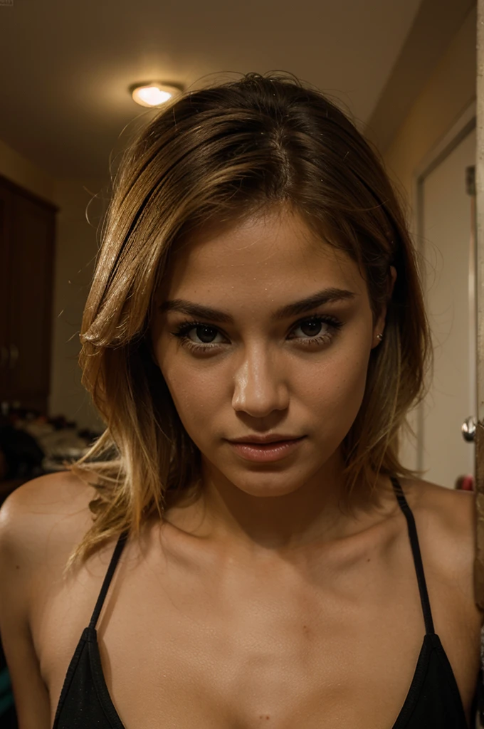 a portrait of an extremely sexy young blonde woman latina