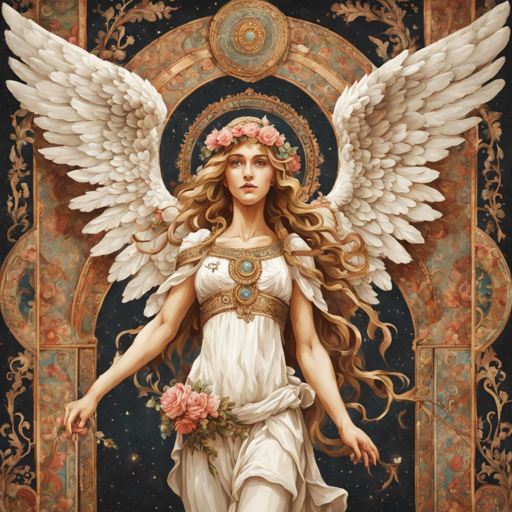 Scaling Angel in bohemian art style