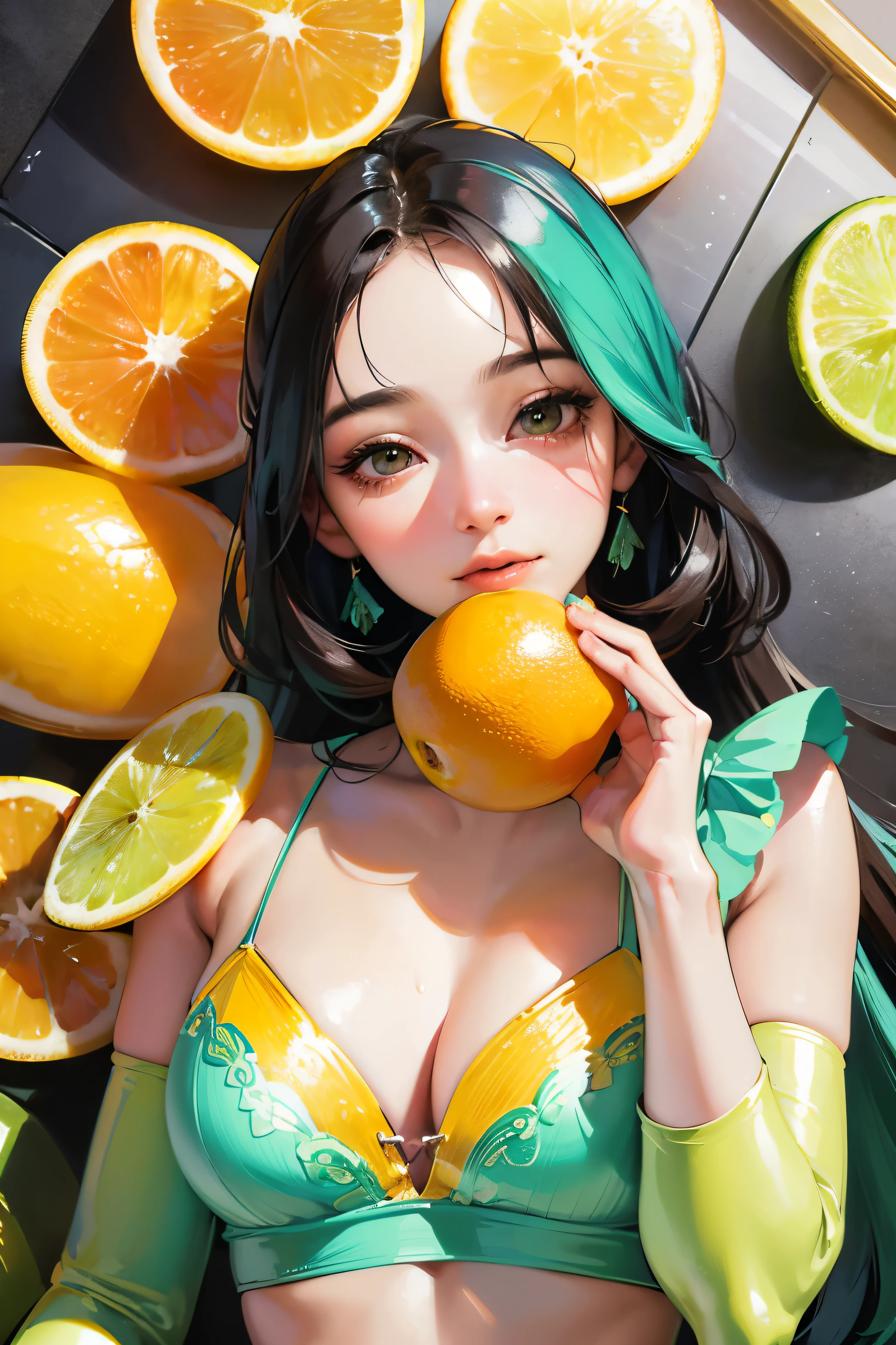 (Best quality: 4k, 8k, highres: 1.2), ultra-detailed, (realistic, photorealistic, photo-realistic: 1.37), citrus frame concept: A masterpiece of illustration, vibrant with a sumptuous array of fruits - lemons, oranges, limes, and grapefruits, meticulously arranged against a clean and fresh composition. The intricate details of the fruits' textures are captured, showcasing their juicy slices, refreshing succulence, and the vibrant colors that burst with summer vibes.
The lighting effects are carefully crafted, with bright backgrounds and