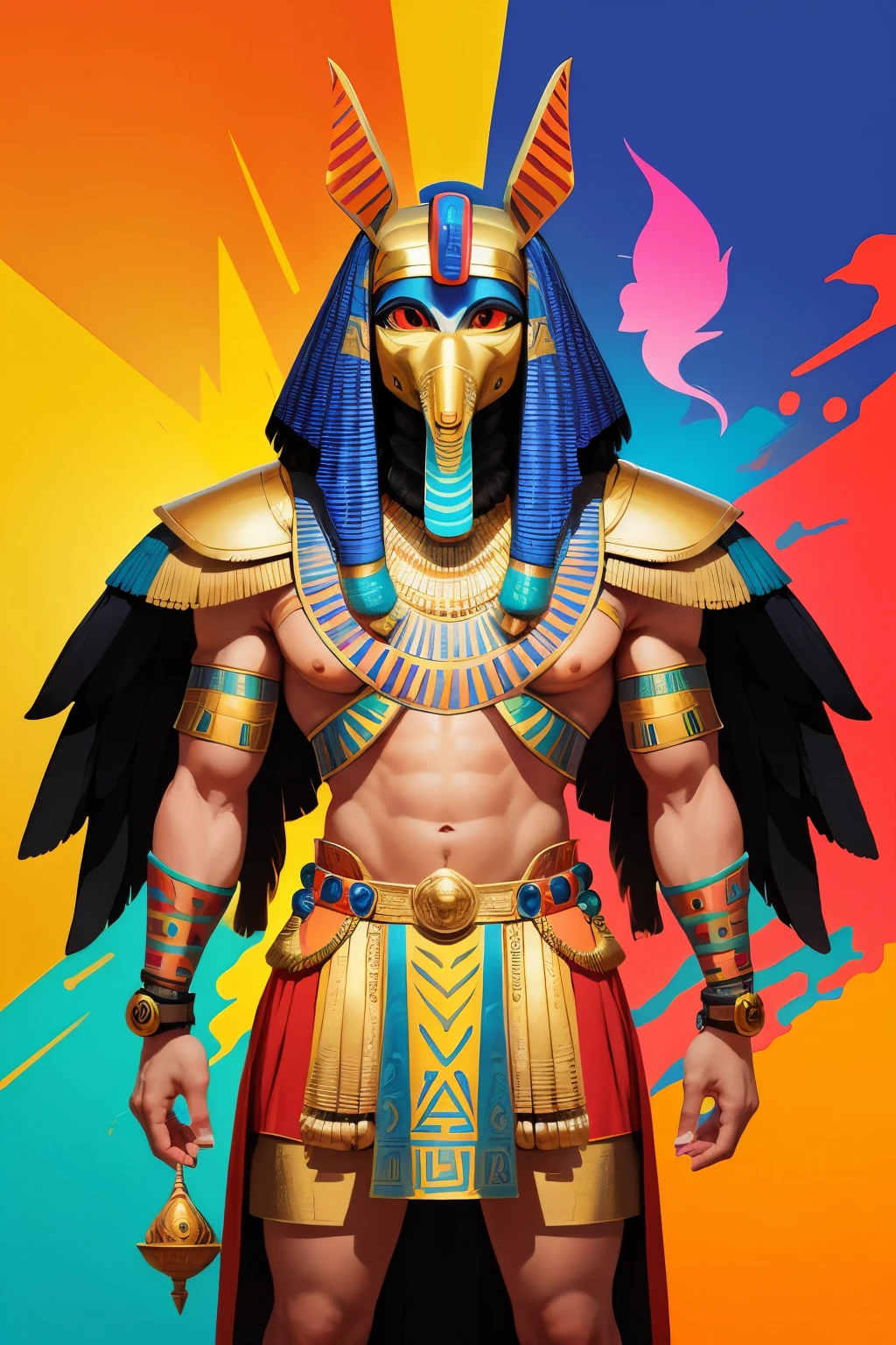 create a colorful illustration of Egyptian god horus