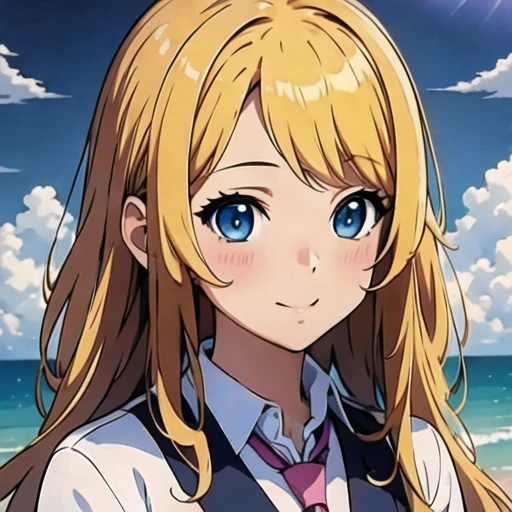 (masterpiece, best quality:1.2), 1girl, solo ,anime visual of a cute girl, blonde anime girl , anime moe artstyle, a hyperrealistic schoolgirl, realistic schoolgirl, beautiful anime high school girl, smooth anime cg art, hyperrealistic , painted in anime painter studio, young anime girl