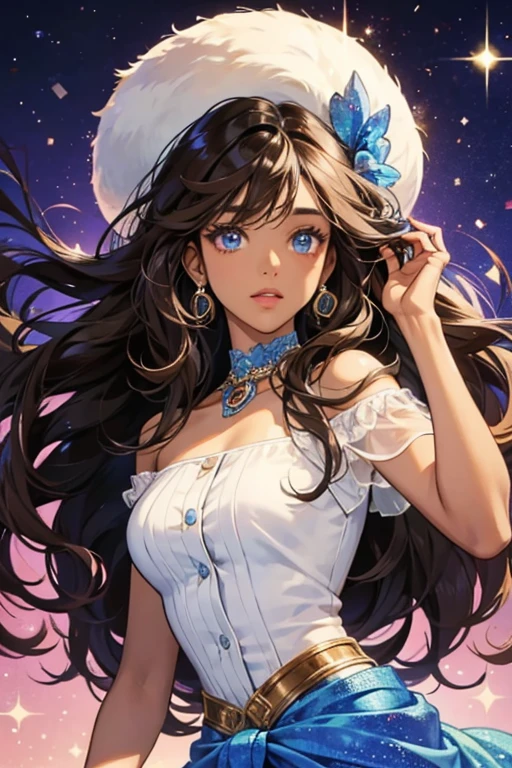 Madison She is African-American and has long, brown curly hair, brown skin, and blue eyes. glitter