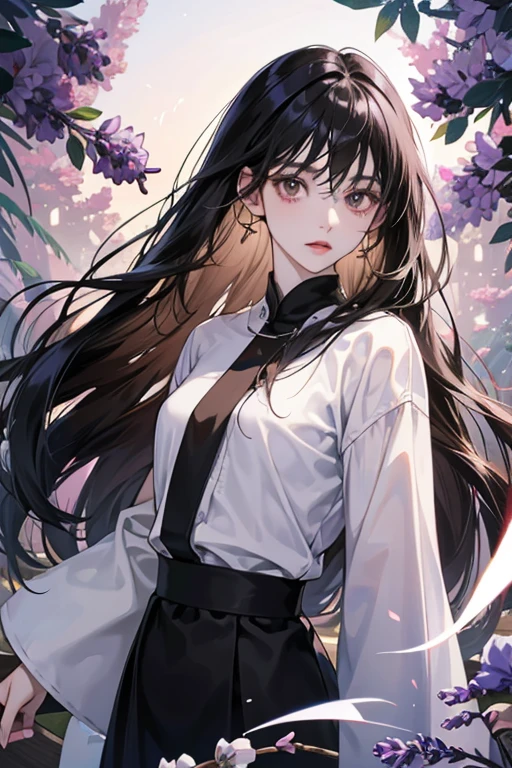 Nolee is a slender East Asian ager with pale skin, long black hair, and brown eyes. She had lavender eyes. glitter