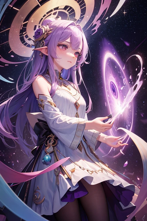 In a mesmerizing oil painting, an enchanting mauve-tinted alien artifact steals the spotlight with its starry-eyed allure. The image depicts an otherworldly object bathed in hues of purple, emitting a sense of mystery and wonder. The artifact appears as if it has traveled across galaxies, its intricate contours and mesmerizing colors meticulously captured by the artist's skilled brushstrokes. The high-quality image showcases the artifact's ethereal beauty, almost as if it were a portal to an unknown realm.