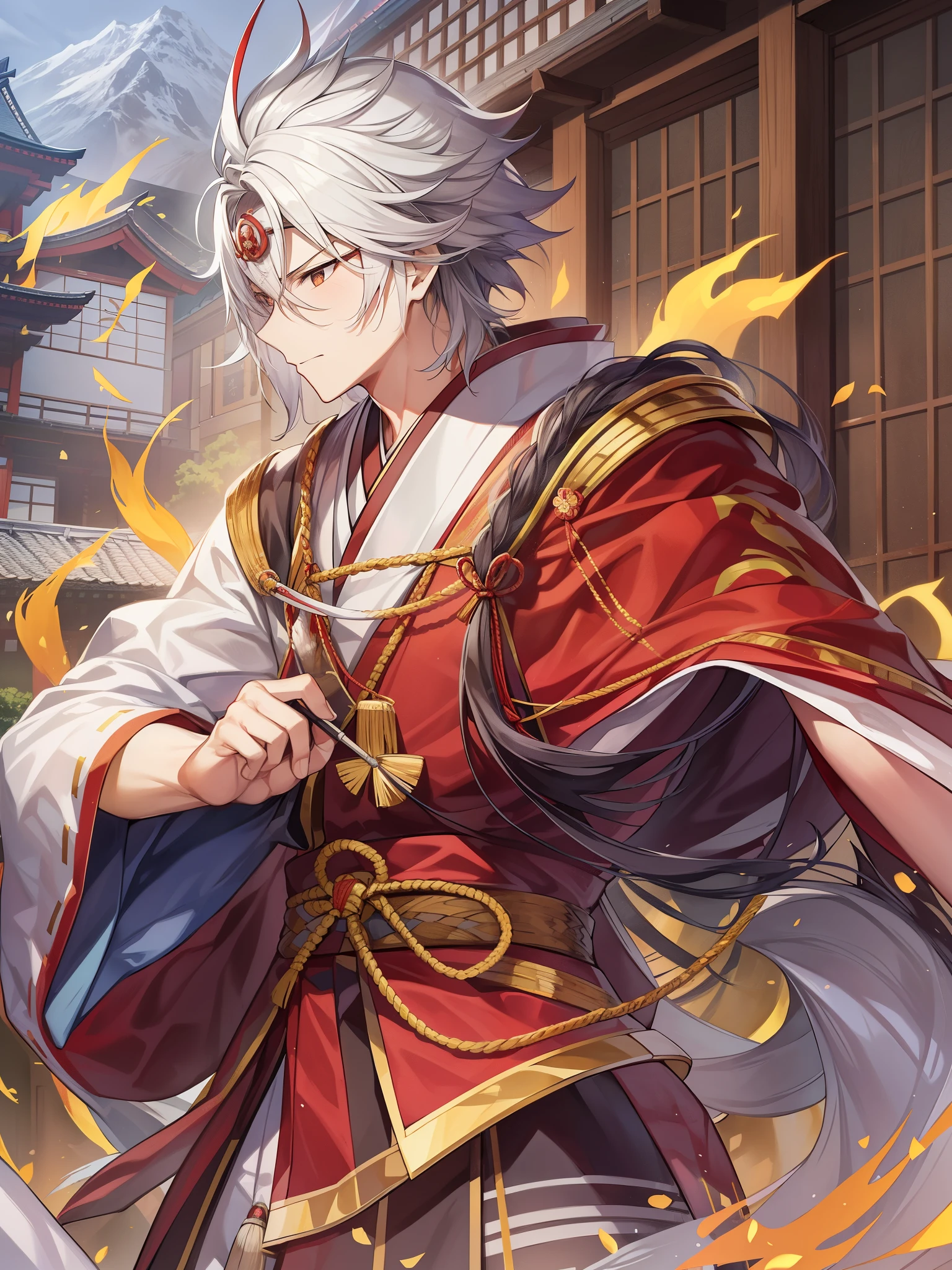 Musashibo Benkei、Strange Monk、Originally a monk from Mt. Hiei, he likes martial arts.、Ever since I met Yoshitsune at Gojo Ohashi Bridge、It is said that he served him as a loyalist until the end.。 He is famous as an Arahōshi with unparalleled physical strength who was loyal to Yoshitsune.、It is used as a synonym for superhuman strength and heroism.。after that、Benkei served as Yoshitsune's faithful servant.、Made a name for himself in the subjugation of the Heike clan.。Accompanied Yoshitsune when he left Kyoto due to his conflict with his older brother Minamoto no Yoritomo.。In a difficult escape that transformed into a mountain priest、Benkei helps Yoshitsune and his group with his ingenuity and superhuman strength.。 一行は加賀国Atakaの関で、Togashisuke(Noh『Ataka』So what about Togashi?(What's going on?)、kabuki『Kanjincho』So, Togashizaemon。Comparable to Yasuie Togashi)be criticized by。弁慶は偽のKanjinchoを読み上げ、He strikes the suspected Yoshitsune with his own vajra staff.。Togashi sees through Benkei's lies.、Thinking about his feelings, I dared to pretend that I had been deceived and let it pass.、Yoshitsune and his party無事に関を越える。 Yoshitsune and his party、Arrived at Oshu Hiraizumi、He took refuge under Hidehira Fujiwara.。But when Hidehira dies、His son, Fujiwara Yasuhira, succumbed to repeated pressure from Yoritomo and broke his father's will.、Attacked Yoshitsune's master and servant at Korokawa mansion.(Battle of Kinugawa)。Benkei faces a large number of enemies.、Although he stood at the entrance of the temple to protect Yoshitsune and swung his naginata, he fought alone.、His body was hit by enemy arrows like rain, and he died while standing.、The end is「Benkei's stuck life」was passed down to future generations.。