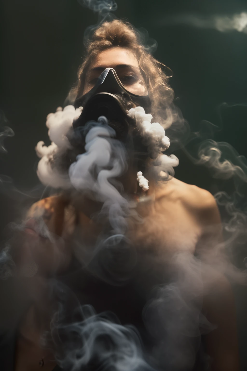 there is a woman who is holding a camera in her mouth, smoke coming out of his mouth, estilo de carbono alterado, intense smoke, fotografia de uma mulher techwear, with smoke, in front of smoke behind, smoke effects, gritty realistic smoke, blowing smoke, smoke filled room, underwater smoke, hyperrealistic smoke, mulher fumando, smoke and gas, smoke from mouth