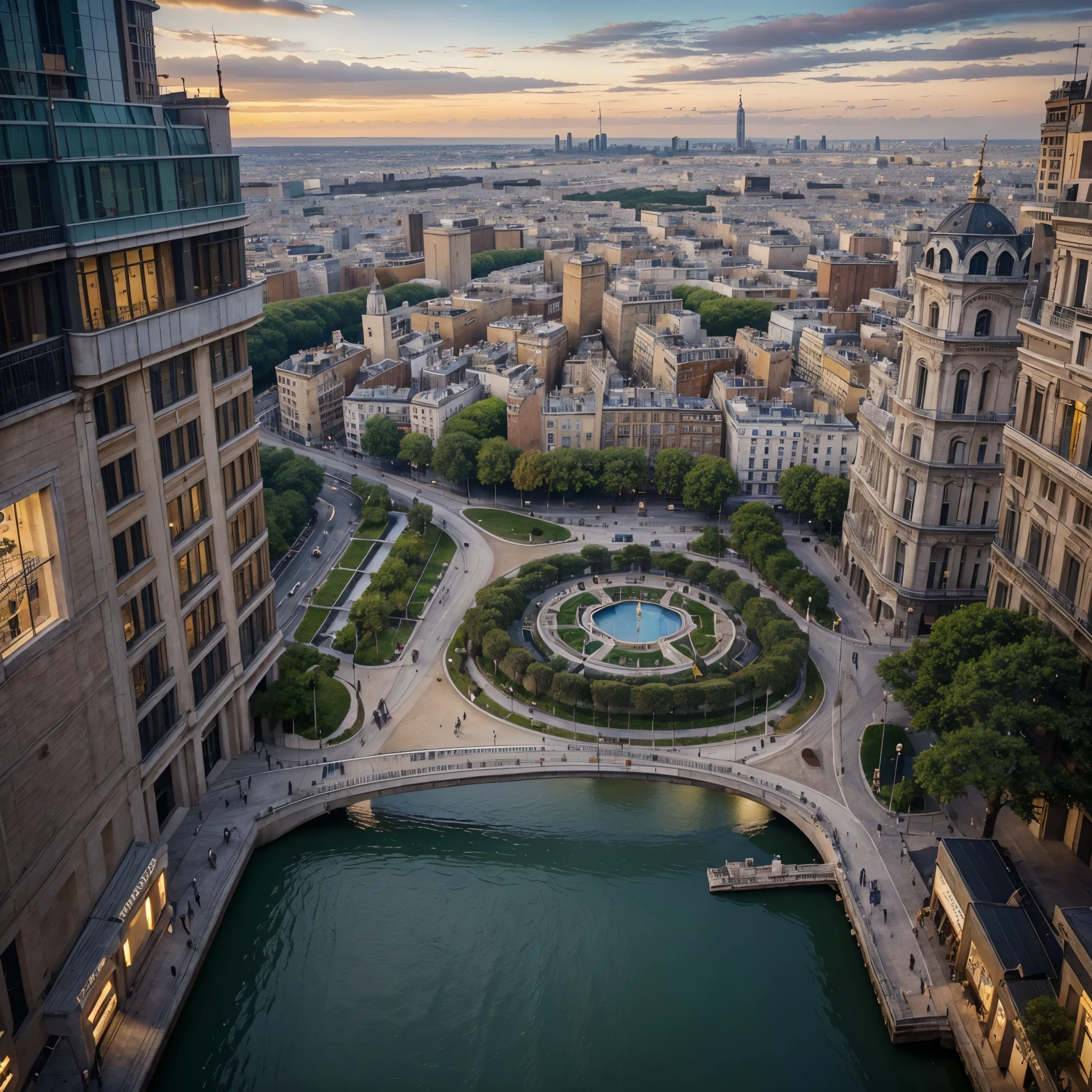 "Produce a series of 4K digital images that capture exceptionally detailed postcards of the world&#39;s most iconic cities. Each image must represent a panoramic view of the chosen city, highlighting its most emblematic architectural landmarks and tourist attractions. Pay special attention to detail, texturas e nuances das estruturas, ensuring authentic and realistic reproduction. Lighting should reflect the unique characteristics of each city, seja a luz suave de Paris, as luzes vibrantes de Nova York ou os tons quentes de Roma. Integre elementos naturais, Like heaven, water or vegetation, to add depth and authenticity to the scene. The style must be refined and cinematic, providing an immersive visual experience that highlights the beauty and grandeur of each city. The goal is to create a series of 4K digital postcards that delight and inspire, capturing the distinct essence of each iconic location."