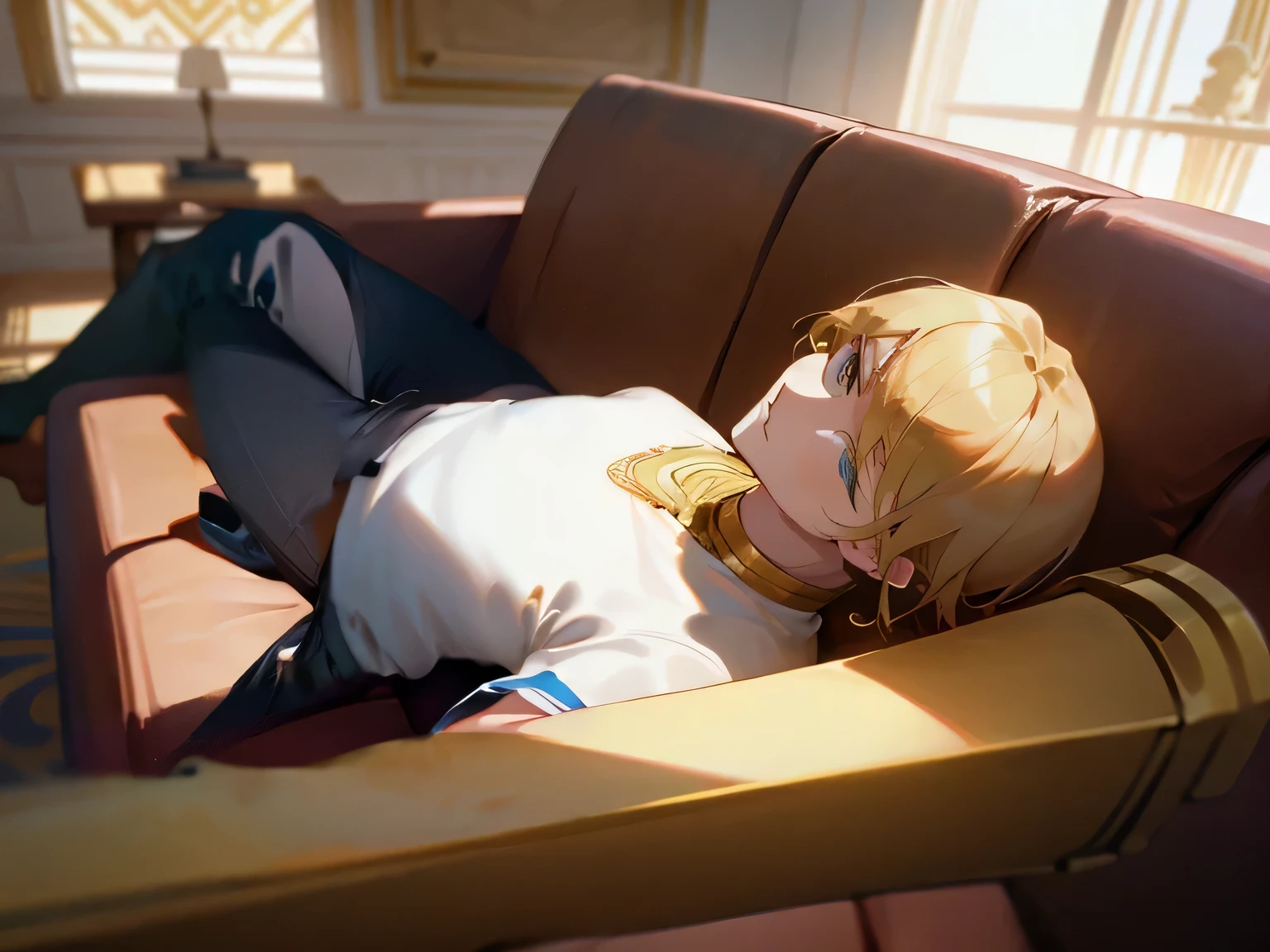 arm dangling off the couch