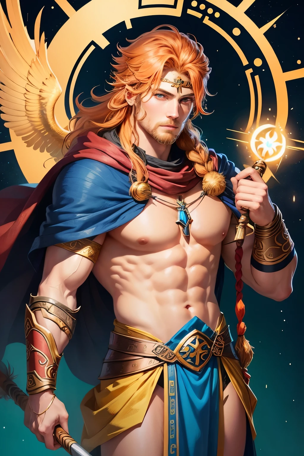 create a colorful illustration of norse god freyr