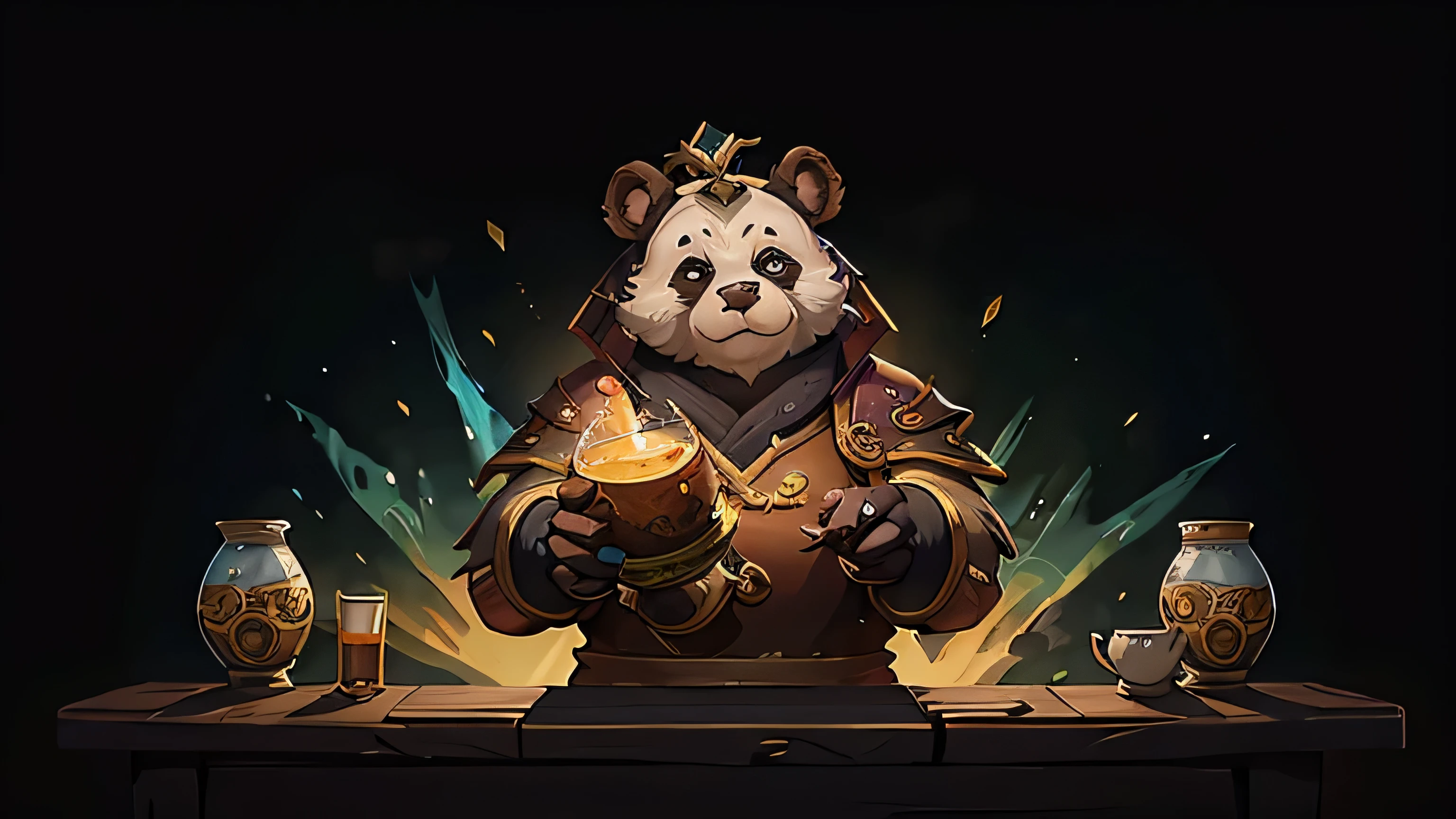 world of warcraft, brewmaster monk banner art, pandaren, wow, solo character, pandaren monk, pandaren brewmaster, pandaria