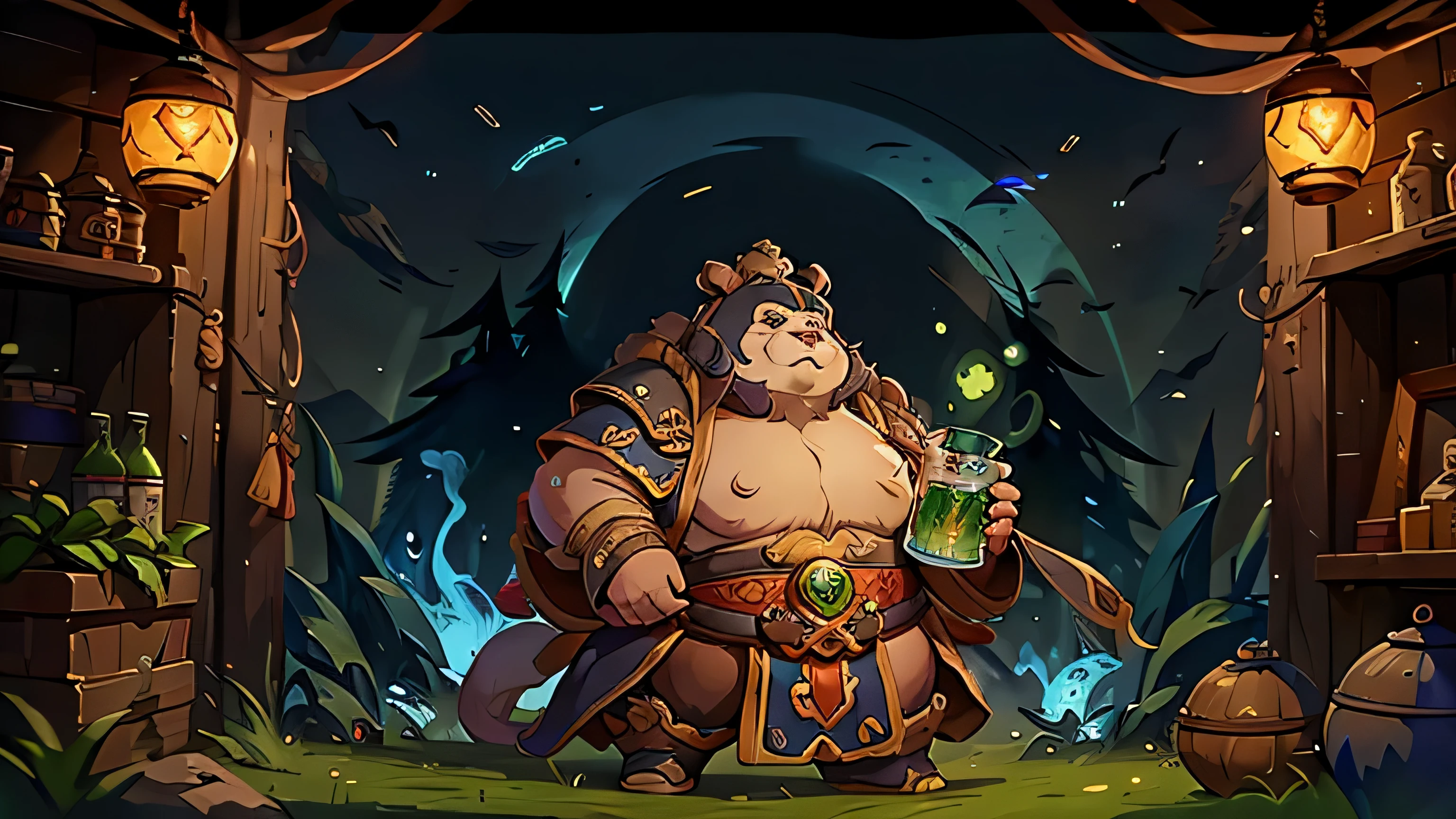 world of warcraft, brewmaster monk banner art, pandaren, wow, solo character, pandaren monk, pandaren brewmaster, pandaria