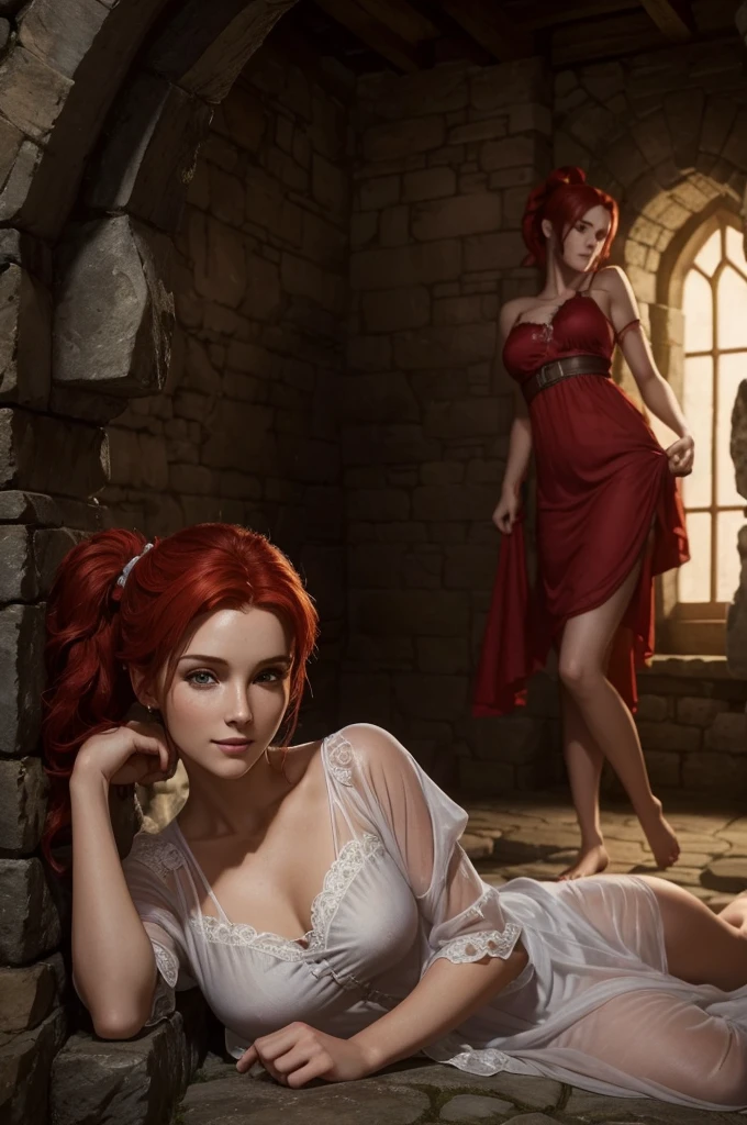 gourmet food,Candlelight,Flowers,Soles of feet,Soles,Toes,Looking up,3Women,Feet,Toes,Kneeling,Sitting,Orange Hair,Sexy,naked jersey, Holding a long sword,Side Breast, Sexy的大腿,Delicate face,beautiful eyes, A faint smile, Become a, Big breasts, Moonlit sky,Night sky background,Sea,Waves,Rose